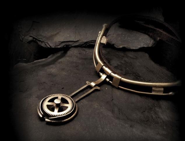 Náhrdelník Steampunk Rolls šperk náhrdelník kůže steampunk mosaz 