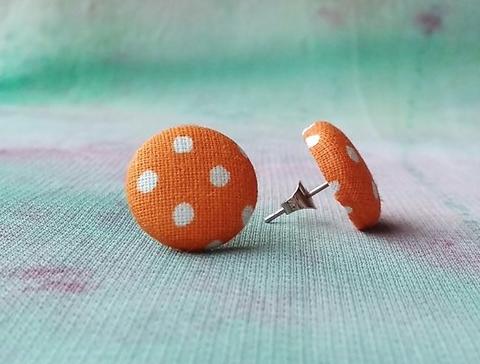 Náušnice Oranž s puntíkem voda náušnice oranžová puntík pecky léto button buton alergie buttonky chirurgická ocel zarážky 