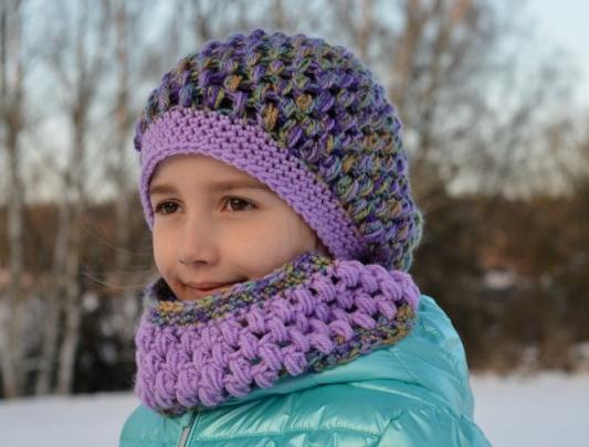 Háčkovaný set - tunel a čepice ruční čepice dívčí háčkovaný dětská nákrčník komplet handmade set tunel 