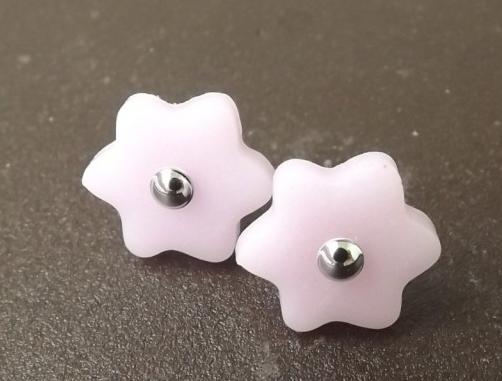 Puzety kytičky růžové s kabošonem stříbrný náušnice růžová kytičky kytička swarovski fimo kabošon puzety světle skleněné polymerové hmoty růženínové hot-fix 