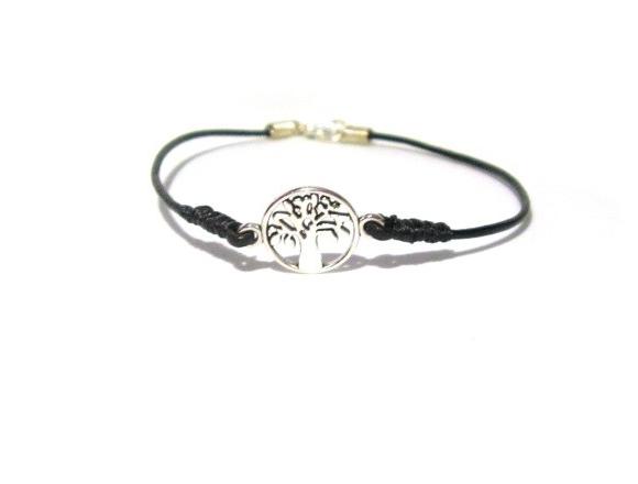 Náramek, strom, černý, nerez amulet náramek přátelství minimalistický 