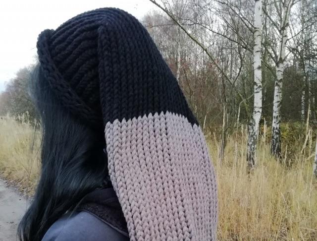 Pletená mega dlouhá čepice