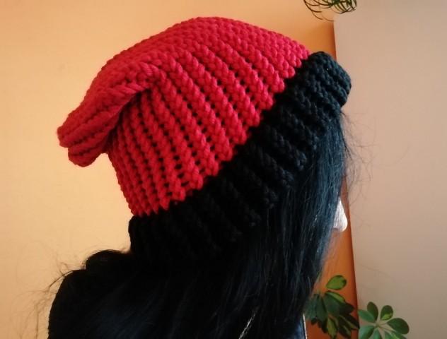 Pletená mega dlouhá čepice