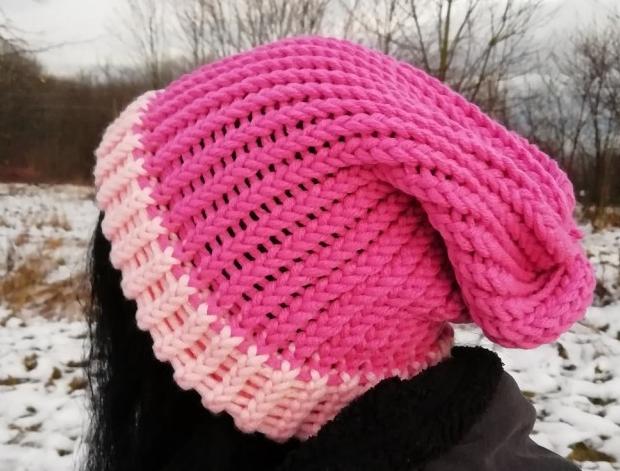 Pletená mega dlouhá čepice