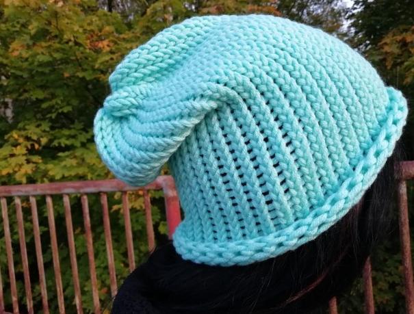 Pletená mega dlouhá čepice