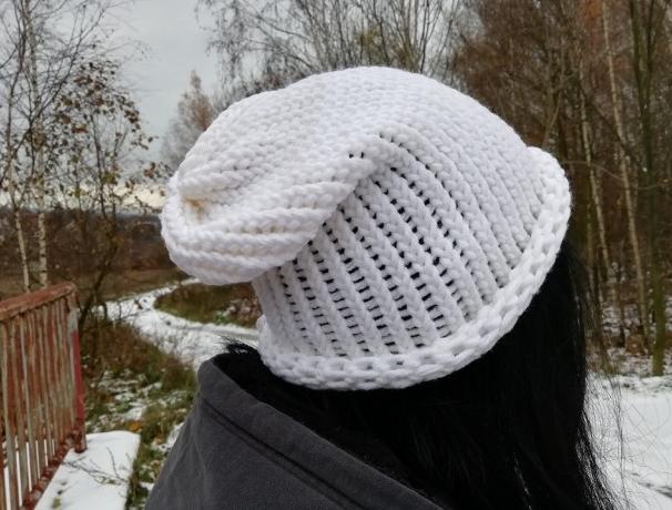 Pletená mega dlouhá čepice