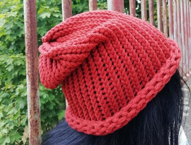 Pletená mega dlouhá čepice