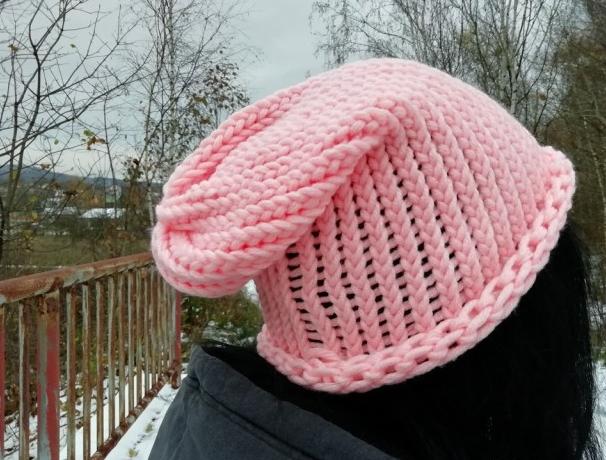 Pletená mega dlouhá čepice