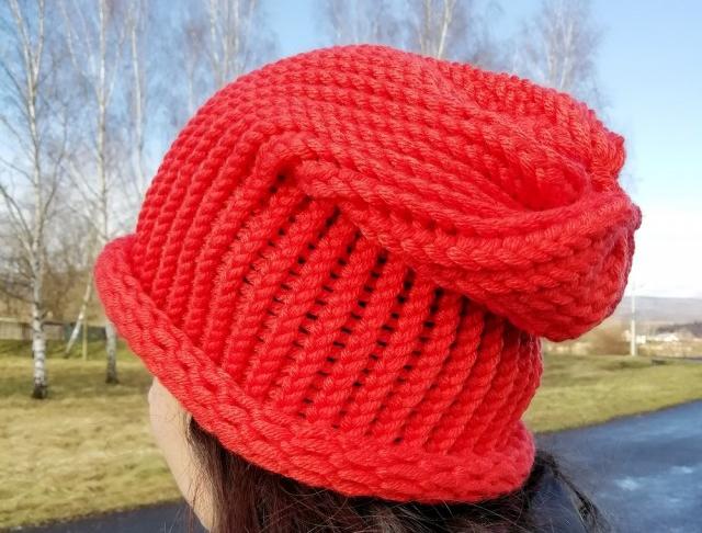 Pletená mega dlouhá čepice