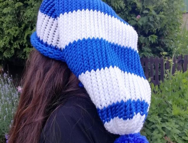 Pletená mega dlouhá čepice