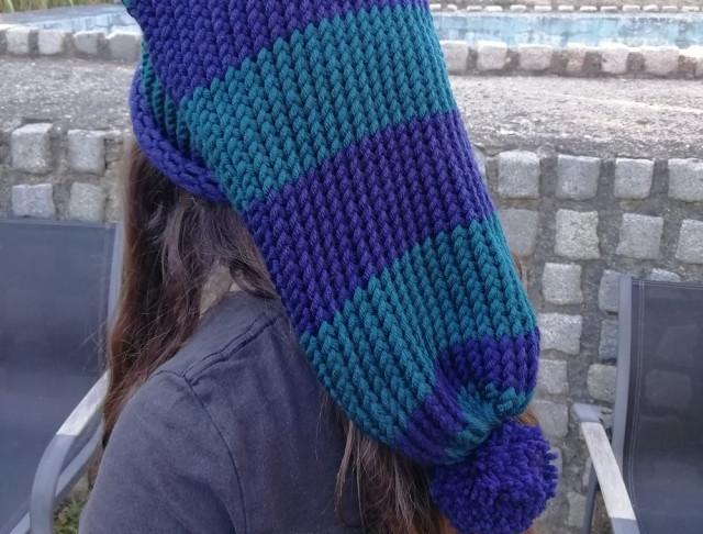 Pletená mega dlouhá čepice