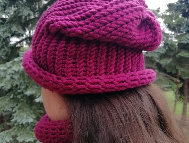 Pletená mega dlouhá čepice