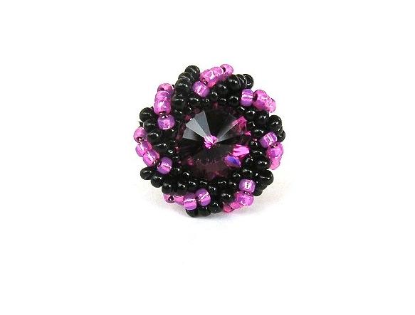 Fuchsiová s černou prsten fialová černá šitý swarovski fuchsiová obšívaný rhodium 