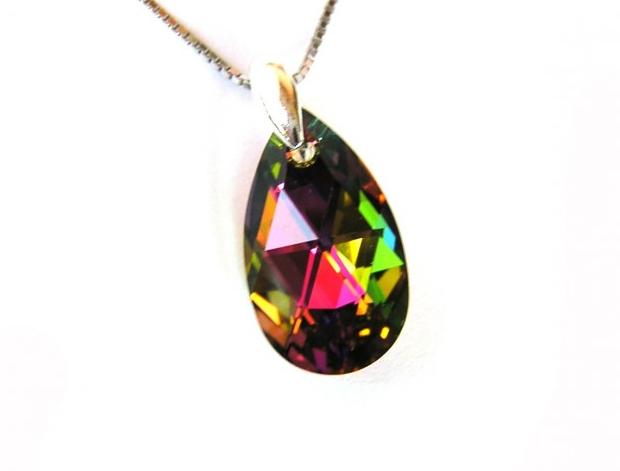 Swarovski Vitrail Medium přívěsek řetízek kapka swarovski stříbrná stříbro slza duhová náhdelník vícebarevná 