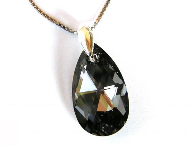 Swarovski Silver night přívěsek černá řetízek kapka swarovski stříbrná stříbro slza náhdelník silver night 