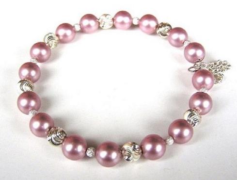 Růžové perly Swarovski se stříbrem