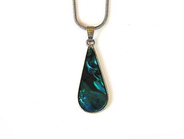 Paua mušle na řetízku náhrdelník přívěsek modrá elegantní řetízek kapka slza mušlovina chirurgická ocel paua mušle 