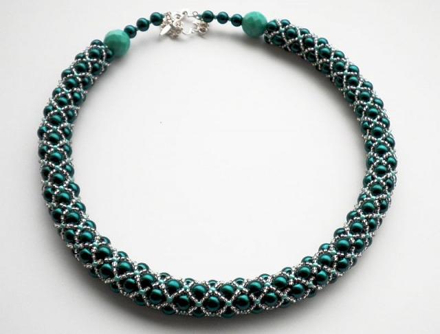 Dark Turquoise Lady perly perličky náhrdelník bižute 