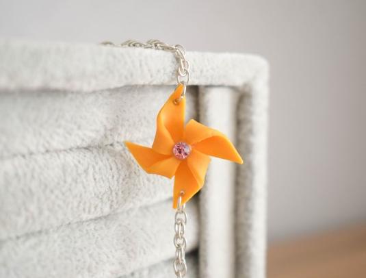 Elegantnost větrníku - náramek náramek oranžová růžová fimo polymer 