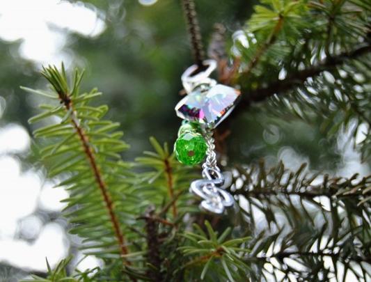 Láska k lesu - přívěšek na kabelku srdce pestrobarevné korálky zelená srdíčko zelený zelené swarovski broušené korálek stříbrné hudební masivní skleněný drahé skleněné broušený skleněná kvalitní houslový klíč 