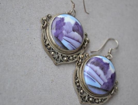 Souprava šperků s krajinkami-smalt