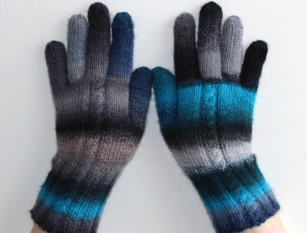 Rukavice pletené Zimní ráno modrá barevné pletené černá šedá béžová jemné rukavice merino prstové ivka 