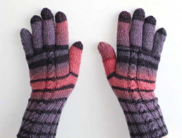 Pletené rukavice.. Poslední květ fialová růžová pletené zimní vlna podzimní rukavice teplé handmade prstové ivka polyamid šedá.černá 