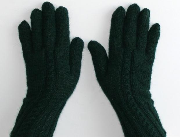 Rukavice pletené ručně Alpaca Peru zelená pletené zimní podzimní rukavice merino teplé handmade prstové ivka jedlová 