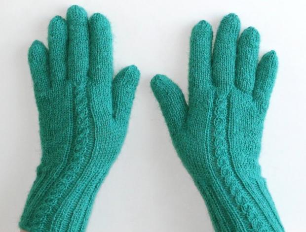 Rukavice pletené ručně s alpakou zelená pletené zimní podzimní rukavice smaragdová teplé handmade prstové ivka polyamid alpaca 