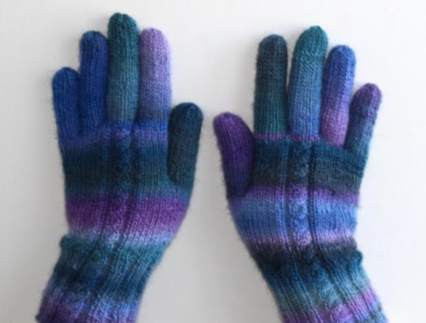 Rukavice pletené Stmívání merino modrá barevné fialová pletené jemné tyrkysová rukavice merino pastelové pastely petrol prstové ivka 