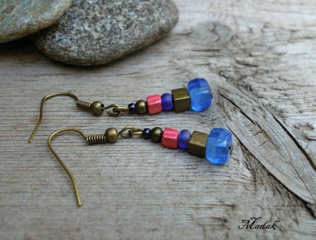 Chequer blue ........ náušnice