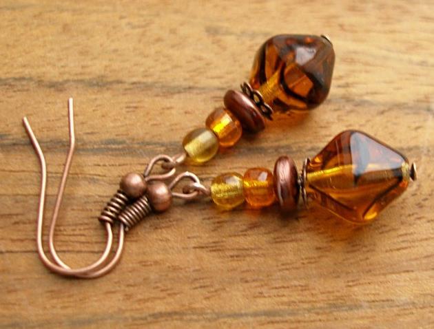 Honey ..... náušnice náušnice oranžová barevné zlatá karamel med medové honey 