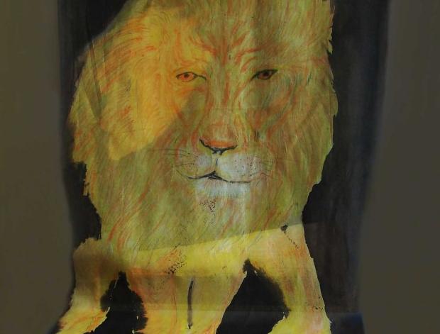 Malované lněné šaty Skrývám šelmu