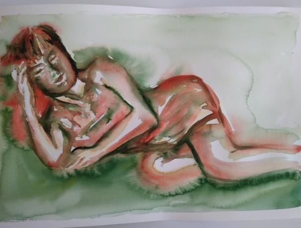 Malované lněné šaty Skrývám šelmu