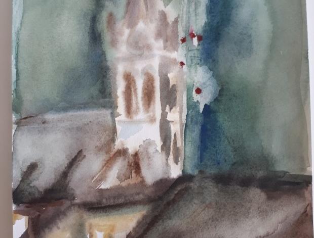 Malované lněné šaty Skrývám šelmu