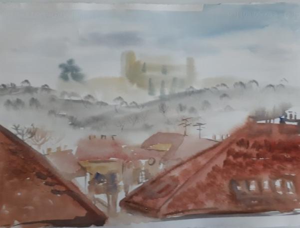 Malované lněné šaty Skrývám šelmu