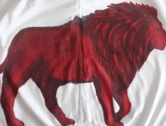 Malované lněné šaty Skrývám šelmu