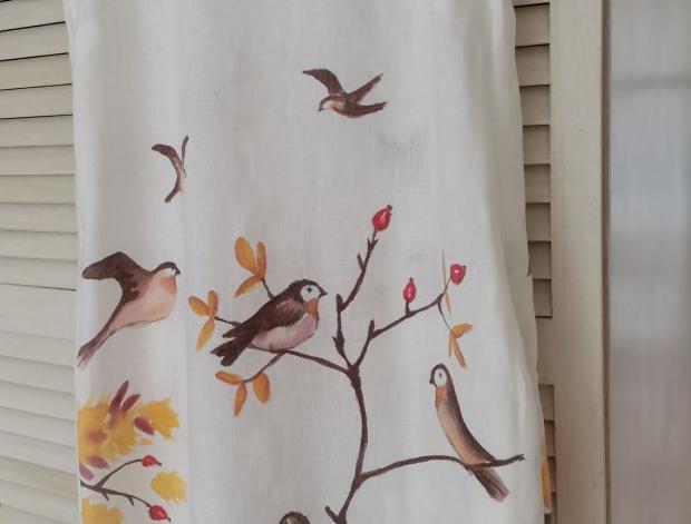 Malované lněné šaty Skrývám šelmu