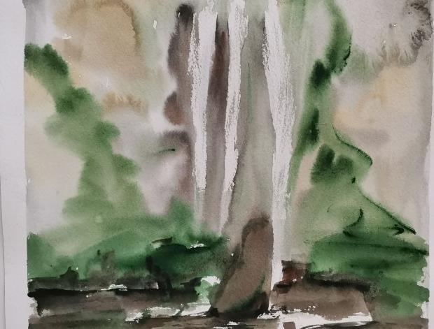 Malované lněné šaty Skrývám šelmu