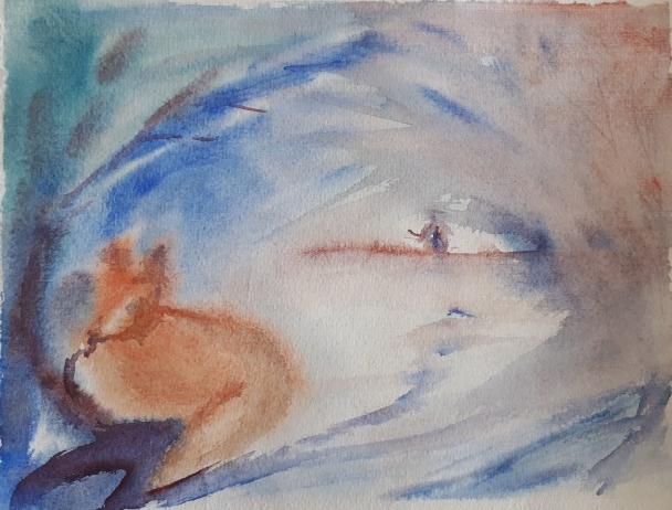 Malované lněné šaty Skrývám šelmu