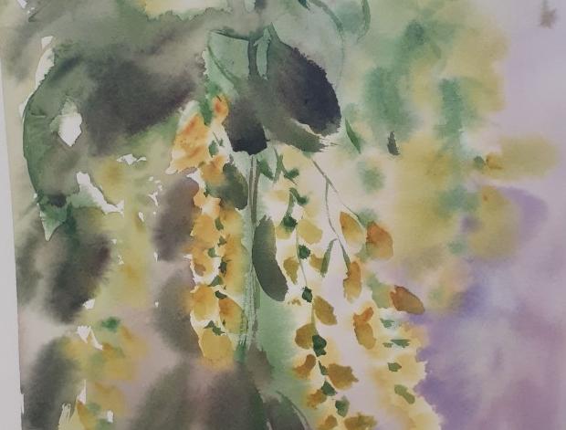 Malované lněné šaty Skrývám šelmu