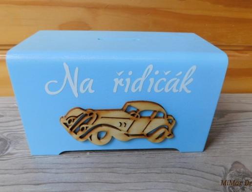 Dřevěná pokladnička NA ŘIDIČÁK