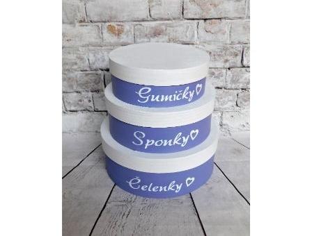 Sada 3 krabiček na sponky, gumičky