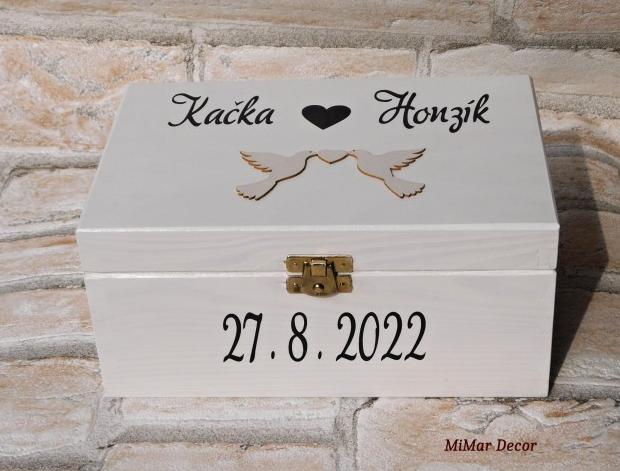 Dřevěná dárková bedýnka svatební