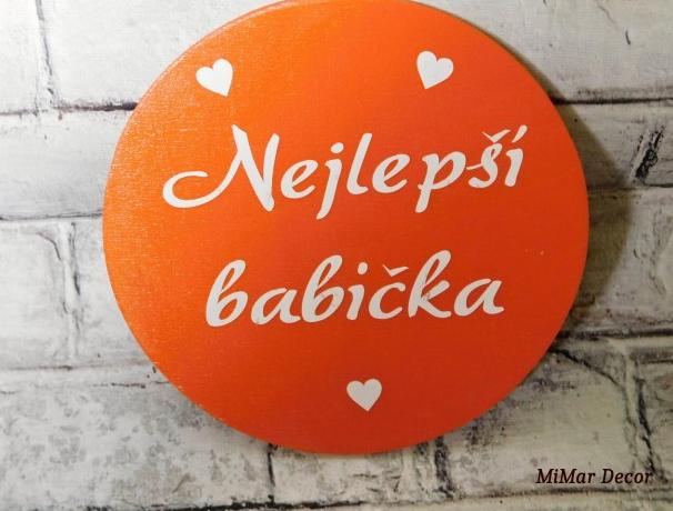 Dřevěná magnetka NEJLEPŠÍ BABIČKA dřevo dřevěný dekorace dárek magnetka magnet pro ženy dárkové balení 