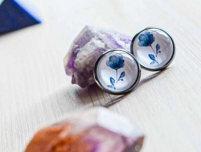Modré květiny... styl květina pecky květ zahrada meditace energie naušnice stylový boho joga mandaly napichovací yoga 
