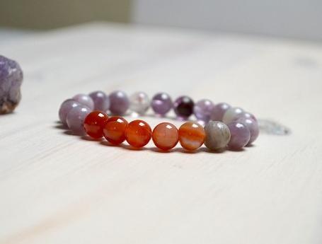 Ochranný náramek-Achátový lepidolit talisman náramek korálky láska přírodní ochrana ples štěstí večerní přátelství čakra buddha joga namaste 