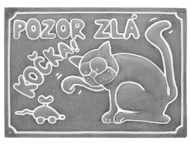Pozor zlá kočka výstražná tabulka 2 na zvíře pro děti obraz cedulka kočka kočička dětský text obrázek kočky dětské dětská zeď zvířata kočičky stěnu obrázky dveře kočku cedule kočičku tabulky 