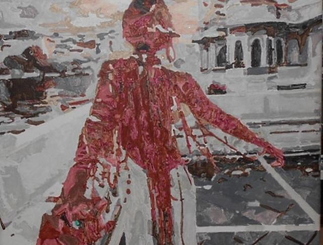 Následuj mně ..... Udaipur , Indie malováno akrylovými barvami blin 