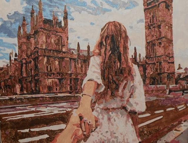 Následuj mně ..... Londýn malováno akrylovými barvami blin 